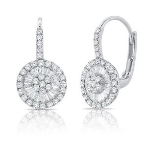 Elegant 18 KT White Gold Diamond Halo Earrings